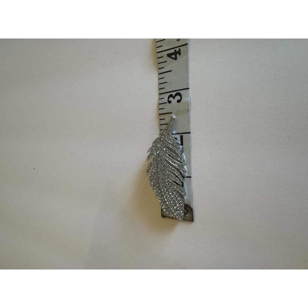 Sparkling Silver Feather Brooch Clip - Picture 2 of 4